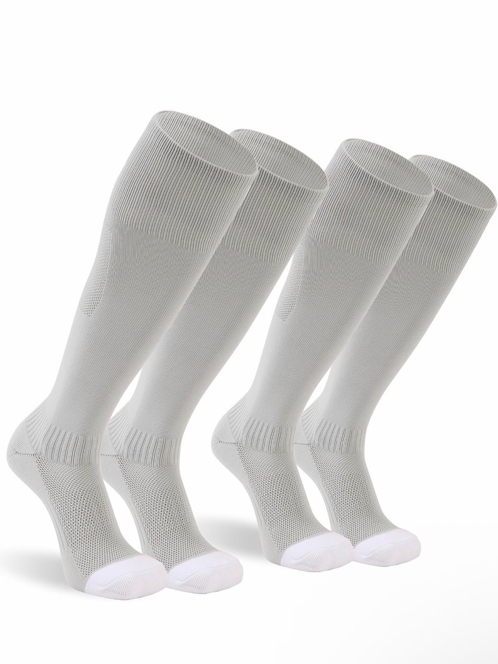 Sunew Gray Knee-High Athletic Socks - 2 Pair Size 8-12
